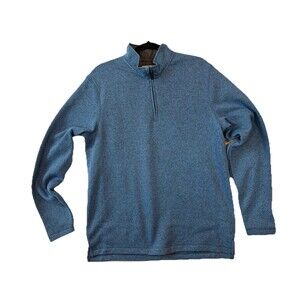 Wrangler Authentics Men M Pullover 1/4 Zip Lightweight Fleece Top Blue Outdoor